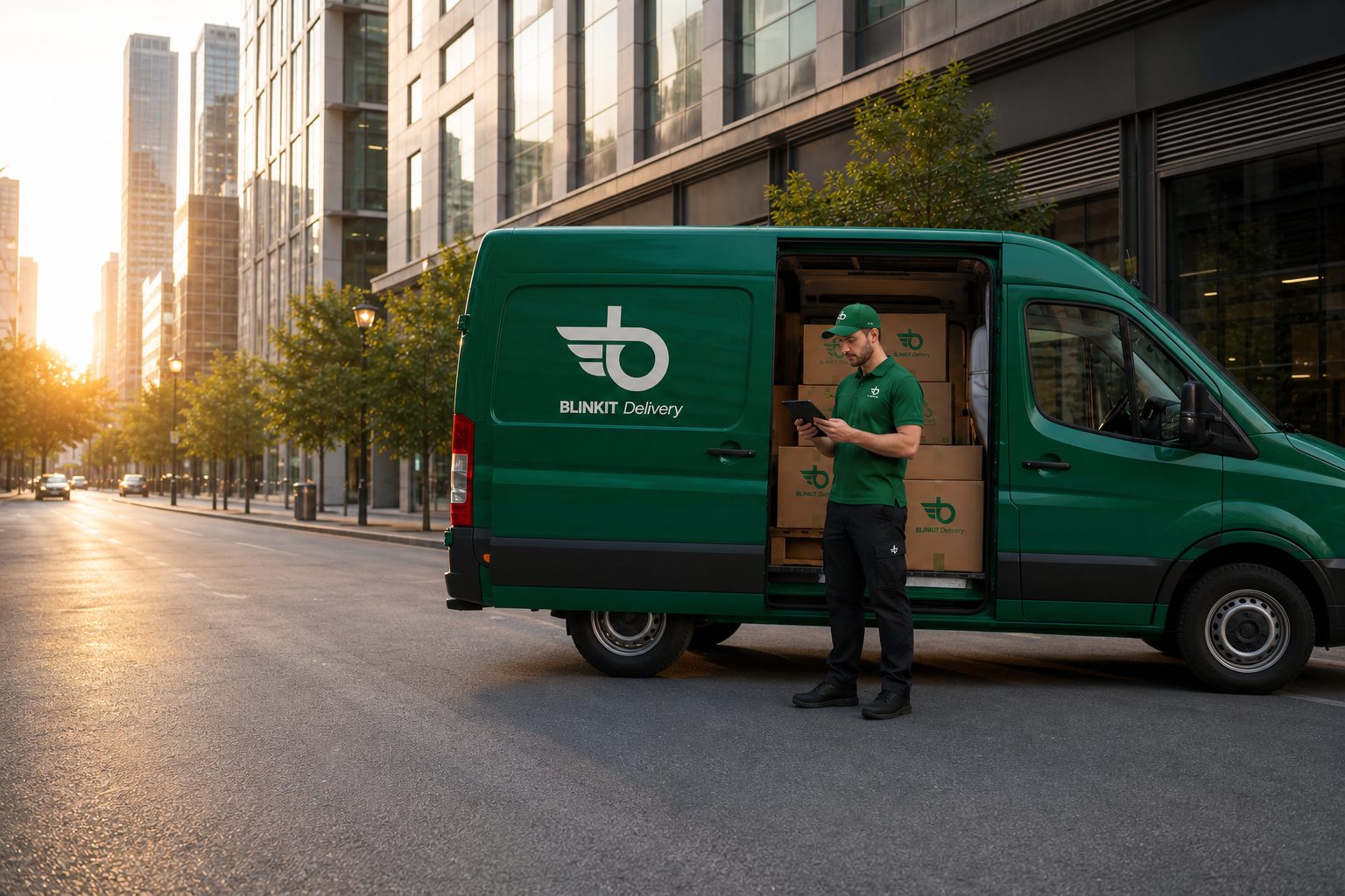 Van Blinkit électrique en zone urbaine